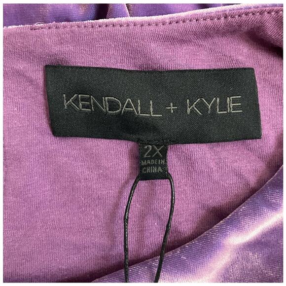 New Kendall & Kylie Velvet Purple Aqua Front Tie Top Plus Size 2X - Picture 5 of 6